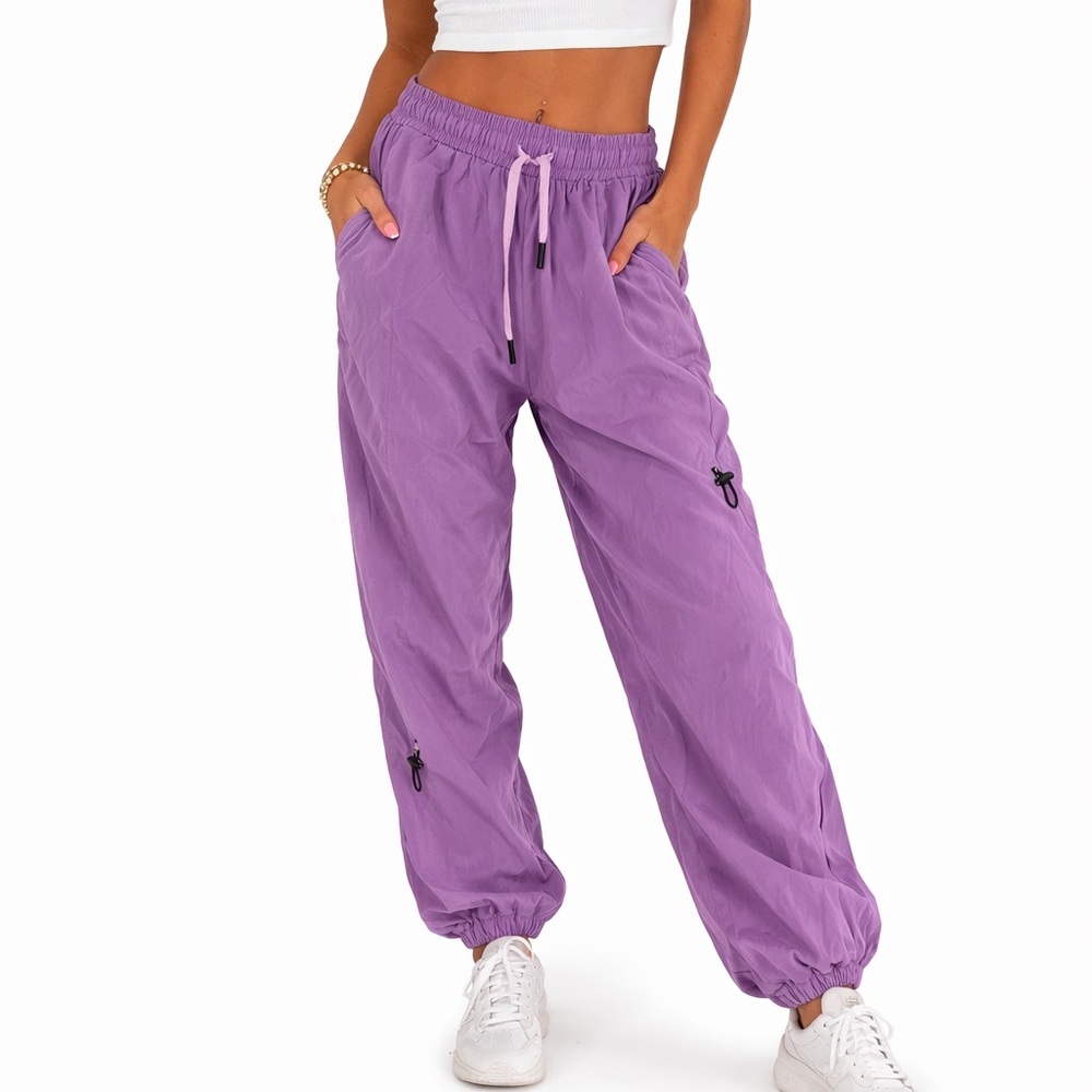 NWT HALARA High Waist Lavender drawstring nylon joggers gym yoga spring - Size S